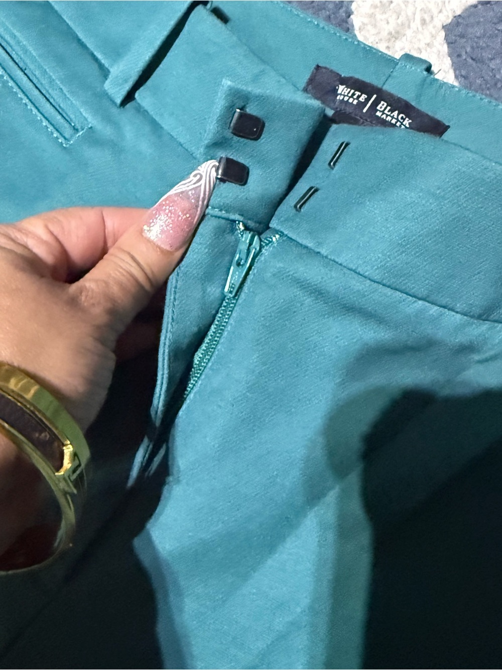 White House Black Market Teal green Slim Ankle Straight Pants Women Size 8R - Picture 5 of 6